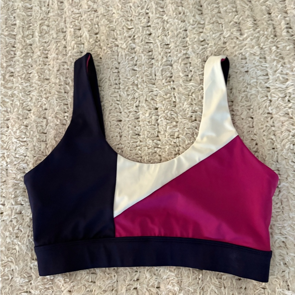 Wilo Colorblock Sports Bra - Pink, White, and Black